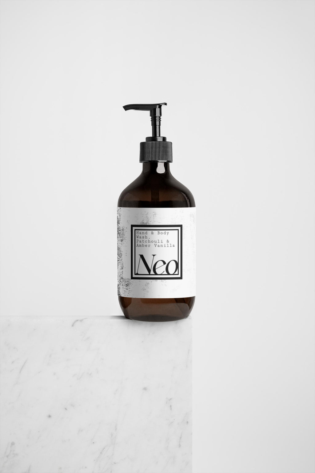Bottle of Neo on a white marble surface