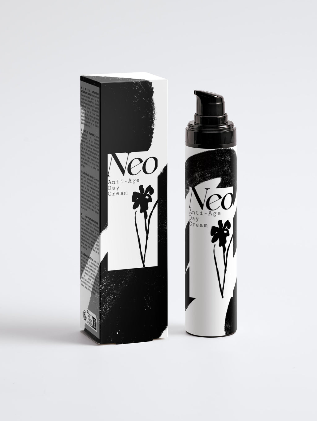 Neo anti-aging cream bottle and packaging on a white background